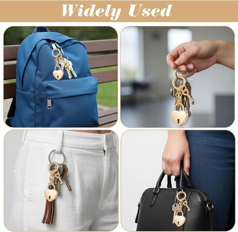 Gold Heart-Shaped Padlock Bag Charms, Gold Padlock Keychain for Women Cute Keychains Decorations Handbags Fashion Accessories Valentine Birthday Gifts in Saudi Arabia