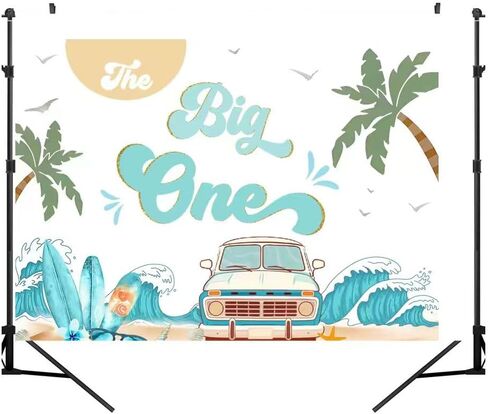 Boy The Big One Surfing خلفية عيد الميلاد الأول، خلفية ريترو بوي لركوب الأمواج، لوح ركوب الأمواج على الشاطئ، خلفية حفلة استوائية لركوب الأمواج، خلفيات لوازم عيد الميلاد الأولى (7 × 5 أقدام) in Kuwait