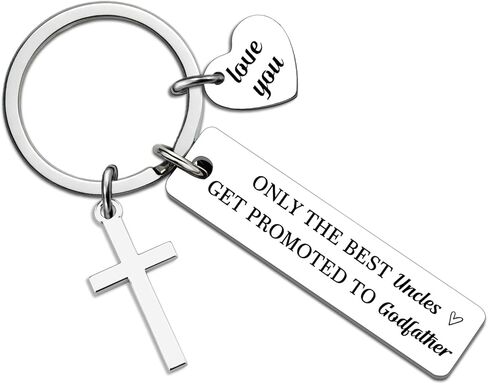 Godfather Proposal Gifts Godfather Keychain Cool Godfathers Gift Baptism Birthday Fathers Day Christmas Appreciation Gift for God Father Gifts for Men Cross Keychain in Kuwait
