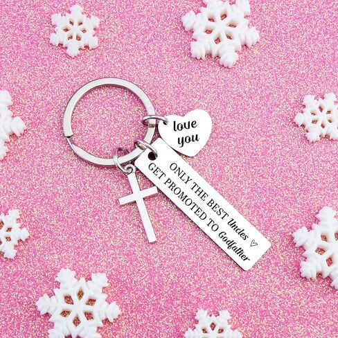 Godfather Proposal Gifts Godfather Keychain Cool Godfathers Gift Baptism Birthday Fathers Day Christmas Appreciation Gift for God Father Gifts for Men Cross Keychain in Kuwait