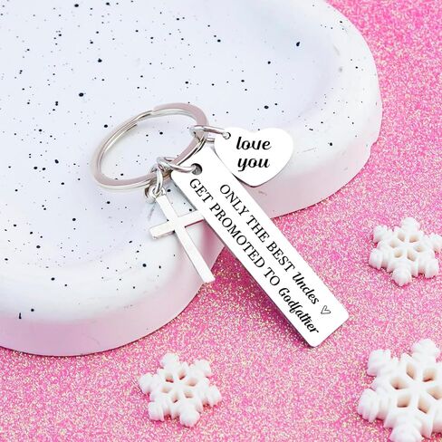 Godfather Proposal Gifts Godfather Keychain Cool Godfathers Gift Baptism Birthday Fathers Day Christmas Appreciation Gift for God Father Gifts for Men Cross Keychain in Kuwait