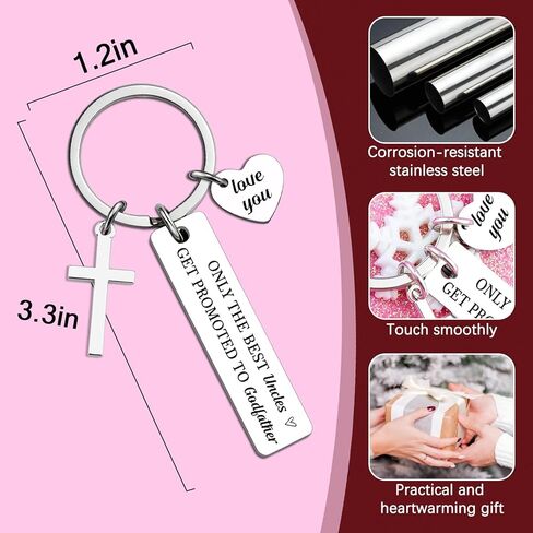 Godfather Proposal Gifts Godfather Keychain Cool Godfathers Gift Baptism Birthday Fathers Day Christmas Appreciation Gift for God Father Gifts for Men Cross Keychain in Kuwait