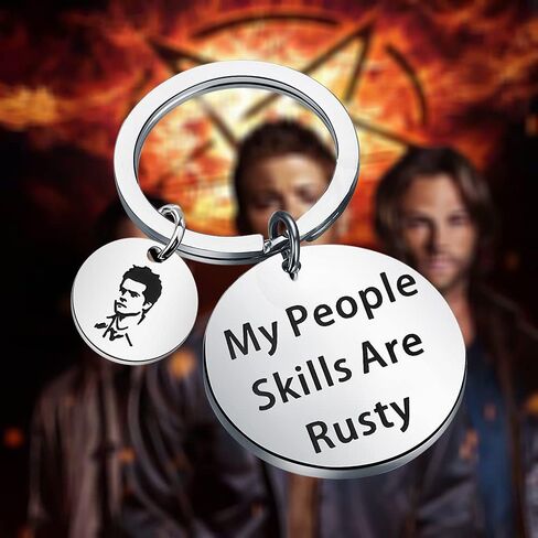 FOTAP SPN Jewelry My People Skills Are Rusty Keychain Castiel TV Show Fans Gift (Rusty Keychain) in Saudi Arabia