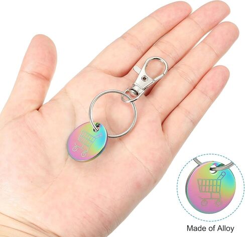 Shopping Trolley Token Key Ring, 4 Pack Stainless Steel Grocery Cart Remover Coin Keychain Unlock Release Key for Meters, Change, Dazzling Colors in Saudi Arabia