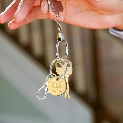 Shopping Trolley Token Key Ring, 4 Pack Stainless Steel Grocery Cart Remover Coin Keychain Unlock Release Key for Meters, Change, Dazzling Colors in Saudi Arabia