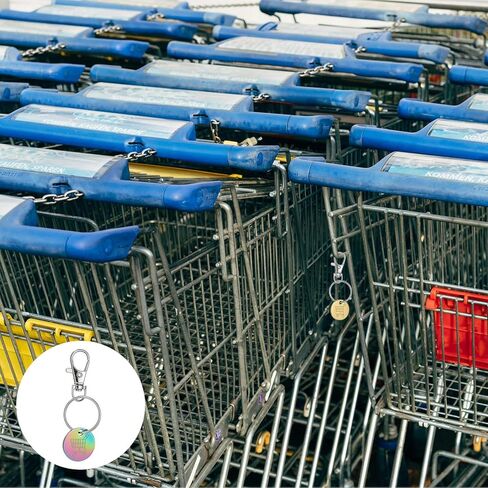 Shopping Trolley Token Key Ring, 4 Pack Stainless Steel Grocery Cart Remover Coin Keychain Unlock Release Key for Meters, Change, Dazzling Colors in Saudi Arabia