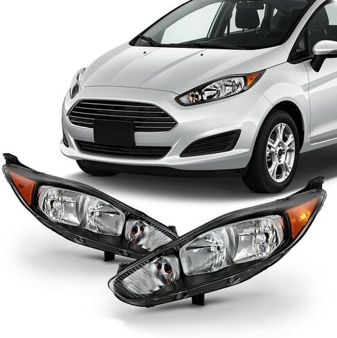 2pcs Front Left Driver and Right Passenger Side Black Housing Clear Lens Headlight Pair Trim for Ford for Fiesta Titanium 2018 in Kuwait