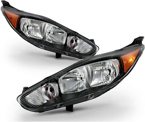 2pcs Front Left Driver and Right Passenger Side Black Housing Clear Lens Headlight Pair Trim for Ford for Fiesta Titanium 2018 in Kuwait