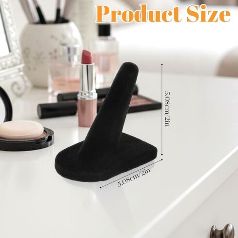 حامل عرض حلقي مخملي أسود 16 قطعة، منظم حامل عرض المجوهرات مقاس 2 × 2 بوصة للبيع بالتجزئة وعرض وتخزين خاتم الخطوبة in Kuwait