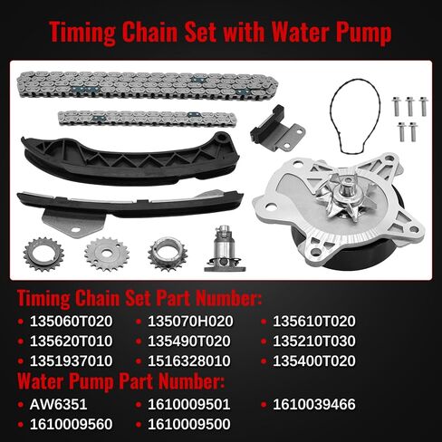 HS26515PT Head Gasket Timing Chain Kit with Head Bolts Water Pump Fit for Toyota Corolla 1.8L 2009-2015, for Matrix 1.8L 2009-2014, for Scion Xd 1.8L 2008-2014, Replace 13506-0T020, 13540-0T020 in Kuwait