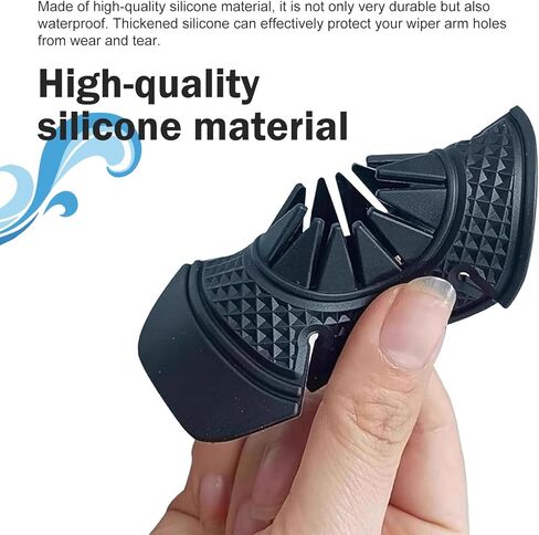 2 PCS Car Wiper Arm Hole Protection Pads, Silicone Wiper Arm Bottom Pivot Guards, Anti-leaf Anti-freeze Protective Cover for Blades Hole, for Most Cars Trucks SUVs (Black) in Kuwait