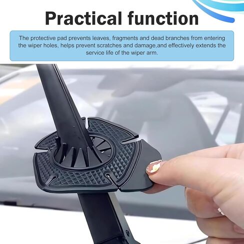 2 PCS Car Wiper Arm Hole Protection Pads, Silicone Wiper Arm Bottom Pivot Guards, Anti-leaf Anti-freeze Protective Cover for Blades Hole, for Most Cars Trucks SUVs (Black) in Kuwait