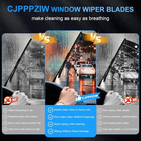 مساحات الزجاج الأمامي CJPPPZIW® - 20 بوصة + 20 بوصة بديلة لـ 1999-2007 Ford F-150 Expedition/2003-2014 Ford E-150 E-250/2005-2010 Explorer، شفرات ممسحة ممتازة لجميع المواسم بجودة OEM (مجموعة من 2) in Kuwait