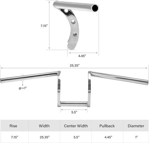XMT-MOTO Drag Handlebars 1" Z Bars For Harley Triumph Victory BSA Custom Chopper Bobber in Saudi Arabia