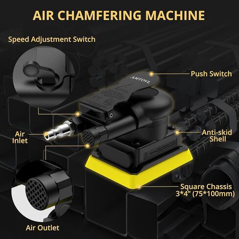 AMTOVL Pneumatic Random Orbital Sander – 3 x 4-inch Air Sander with Variable Speed, 12000 RPM Palm Sander for Automotive Bodywork, Woodworking & Surface Finishing in Kuwait