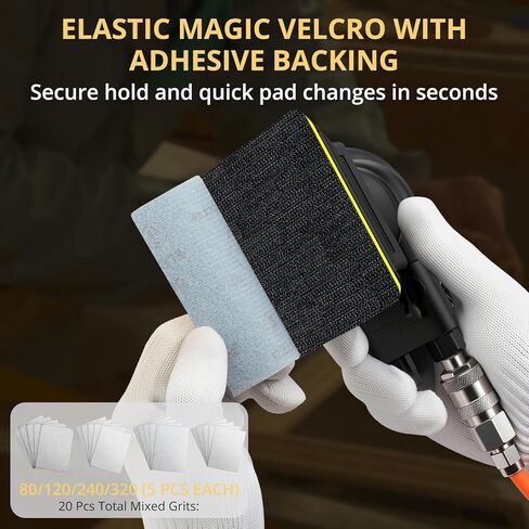 AMTOVL Pneumatic Random Orbital Sander – 3 x 4-inch Air Sander with Variable Speed, 12000 RPM Palm Sander for Automotive Bodywork, Woodworking & Surface Finishing in Kuwait