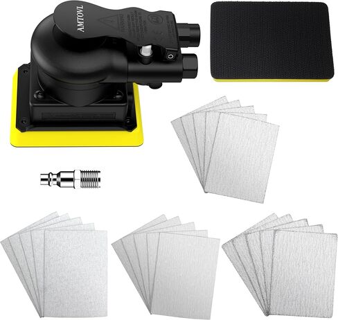 AMTOVL Pneumatic Random Orbital Sander – 3 x 4-inch Air Sander with Variable Speed, 12000 RPM Palm Sander for Automotive Bodywork, Woodworking & Surface Finishing in Kuwait