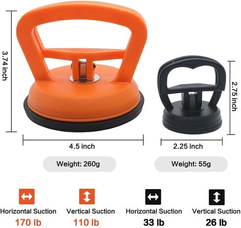 أداة سحب دنت، مجموعة أدوات إزالة دنت مع كوب شفط ورافع مقبض، مجموعة أدوات سحب دنت السيارة لإزالة انبعاجات الجسم تلقائيًا، رفع البلاط، تحريك الأشياء، شاشة (عبوتان، برتقالي + أسود) in Kuwait