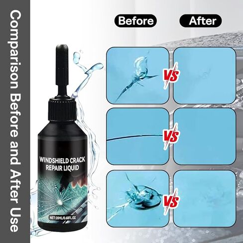 مجموعة إصلاح تشققات الزجاج الأمامي المُحدثة - سائل إصلاح زجاج نانو جديد 2025، أداة إصلاح زجاج السيارة، إصلاح سريع لمدة 5 دقائق للرقائق، على شكل نجمة وجميع الشقوق، يدوم طويلاً للزجاج الأمامي والنوافذ والمرايا in Kuwait