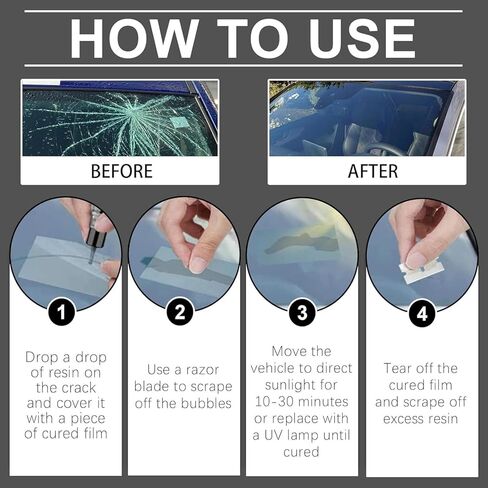مجموعة إصلاح تشققات الزجاج الأمامي المُحدثة - سائل إصلاح زجاج نانو جديد 2025، أداة إصلاح زجاج السيارة، إصلاح سريع لمدة 5 دقائق للرقائق، على شكل نجمة وجميع الشقوق، يدوم طويلاً للزجاج الأمامي والنوافذ والمرايا in Kuwait