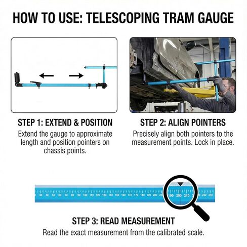 أداة قياس تصغير مقياس ترام الجسم التلقائي (7.8 بوصة - 88.5 بوصة / 200-2250 مم) - هيكل من الألومنيوم للطيران عالي الدقة مع مستوى الروح والمسبار المغناطيسي لإصلاح تصادم إطار الهيكل in Kuwait