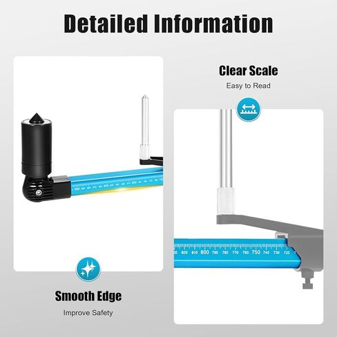أداة قياس تصغير مقياس ترام الجسم التلقائي (7.8 بوصة - 88.5 بوصة / 200-2250 مم) - هيكل من الألومنيوم للطيران عالي الدقة مع مستوى الروح والمسبار المغناطيسي لإصلاح تصادم إطار الهيكل in Kuwait