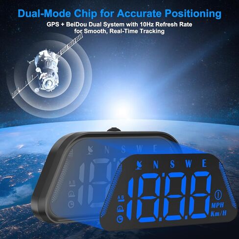 Linkstyle Car Head Up Display, MPH, GPS Speedometer with Over-Speed Alarm & Customisable LED Ambient Light HUD Display for All Cars in Saudi Arabia