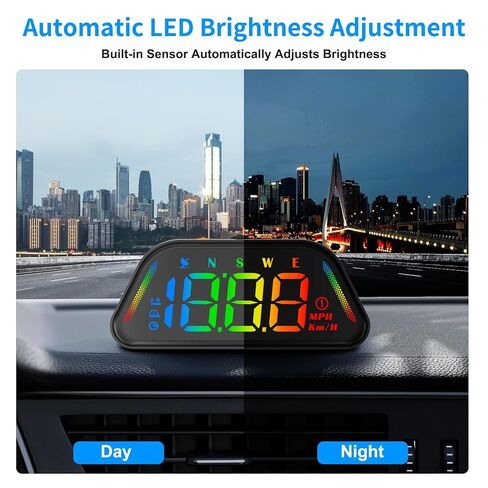 Linkstyle Car Head Up Display, MPH, GPS Speedometer with Over-Speed Alarm & Customisable LED Ambient Light HUD Display for All Cars in Saudi Arabia