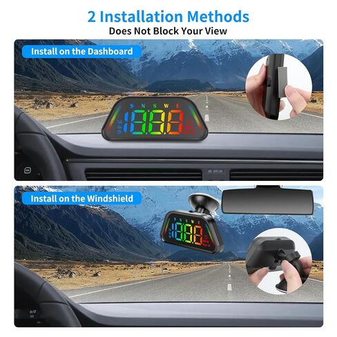 Linkstyle Car Head Up Display, MPH, GPS Speedometer with Over-Speed Alarm & Customisable LED Ambient Light HUD Display for All Cars in Saudi Arabia