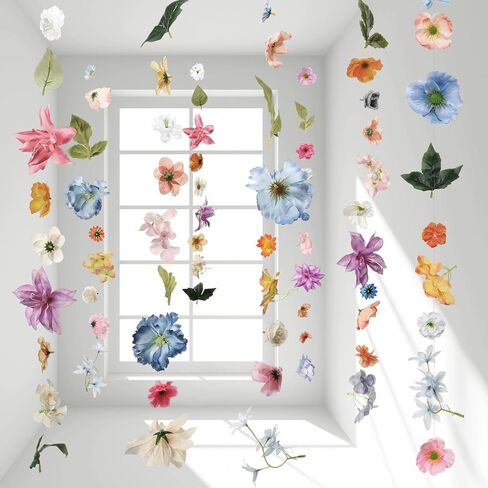 Lyrow 124 Pcs DIY 3D Wildflower Greenery Leaf Hanging Spring Decor Woodland Colorful Floral Wild Flower Floating Decor DIY Wild Flower Plant Theme Birthday Wedding Party Favors Hanging Ceiling Deco in Saudi Arabia