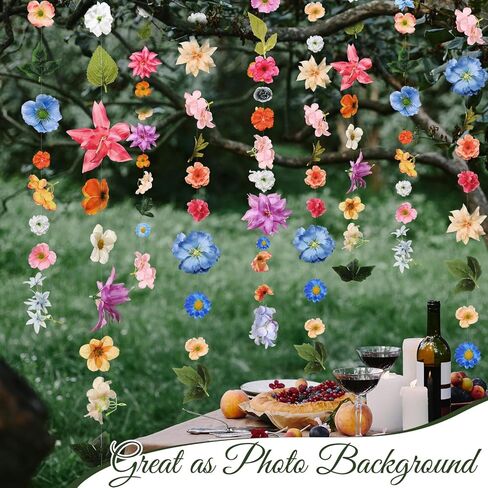 Lyrow 124 Pcs DIY 3D Wildflower Greenery Leaf Hanging Spring Decor Woodland Colorful Floral Wild Flower Floating Decor DIY Wild Flower Plant Theme Birthday Wedding Party Favors Hanging Ceiling Deco in Saudi Arabia