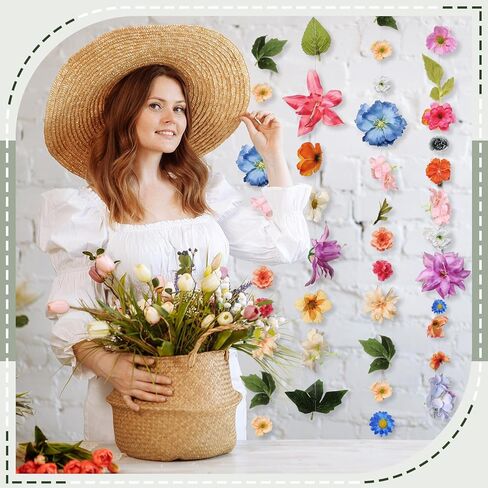 Lyrow 124 Pcs DIY 3D Wildflower Greenery Leaf Hanging Spring Decor Woodland Colorful Floral Wild Flower Floating Decor DIY Wild Flower Plant Theme Birthday Wedding Party Favors Hanging Ceiling Deco in Saudi Arabia