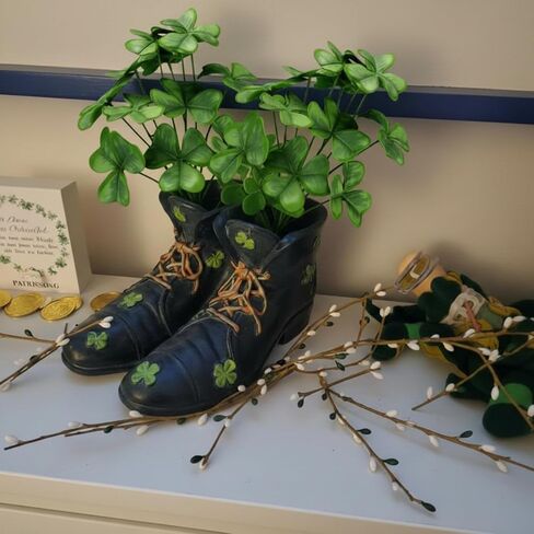 12 Bunch Artificial Shamrock Plants Bulk 10.2" St. Patricks Day Clover Greenery Lifelike Faux Shamrock Plant DIY St Patrick Day Flower Bush for Office Home Garden Farmhouse Wedding Vase Decor in Saudi Arabia