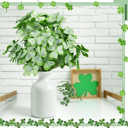 12 Bunch Artificial Shamrock Plants Bulk 10.2" St. Patricks Day Clover Greenery Lifelike Faux Shamrock Plant DIY St Patrick Day Flower Bush for Office Home Garden Farmhouse Wedding Vase Decor in Saudi Arabia