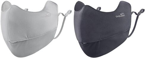 OHRAIN 2 Pieces Breathable Sun Protection Face Cover UPF50+ Facemask Anti-UV Protective Washable Sunscreen Balaclava SLN3M308 in Kuwait