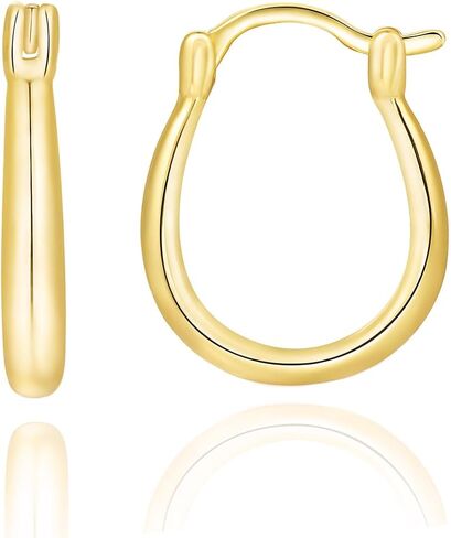 Small Gold Hoop Earrings for Women 14K Gold U Shape Hoops Lightweight Daily Wear Jewelry 17MM 25MM 30MM 35MM in Saudi Arabia