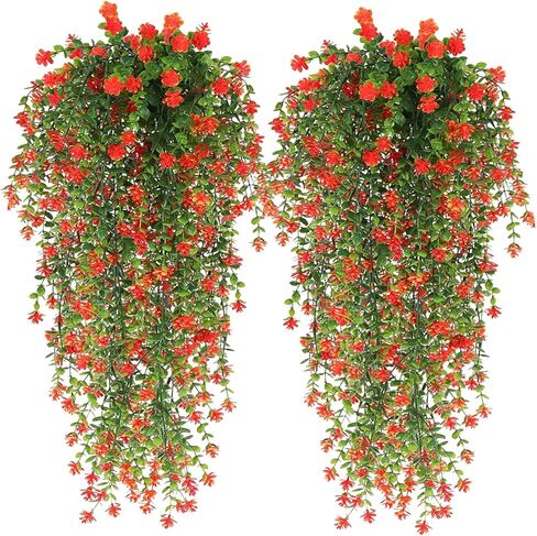 Toprooms 2 Pack Fake Hanging Plants with Pot,Artificial Hanging Plant Fake Plants Faux Ivy Vine Wall Hanging Plants Greenery Shelf Home Office Indoor Outdoor Decor (Green Faux Ivy Vine, 2 Potted) in Kuwait