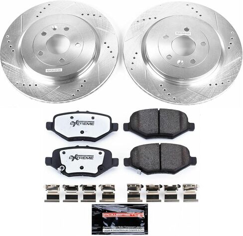 PowerStop Rear Brake Kit For Ford Explorer 2013-19 |Flex 2013-19 |Lincoln MKS 2013-16 |MKT 2013-19 - Truck & Tow Carbon Fiber Ceramic Brake Pads + Drilled & Slotted Rotors Upgrade, K6376-36 in Saudi Arabia
