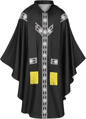 Priest Costume - Catholic Chasuble Vestment for Sacred Worship Attire, Traditional Clergy Robe with Decorative Ribbon Detail, in Saudi Arabia
