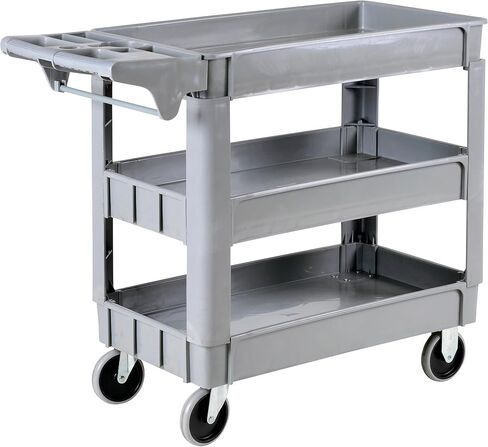 Ironton 500-Lb. Capacity 3 Tray Utility Cart, Maintenance-Free Structural Foam Construction Cargo Pushcart, Scratch Resistant, Easy to Clean Service Cart, 40in.W x 17in.D x 32 9/10in.H in Kuwait