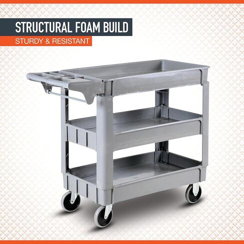 Ironton 500-Lb. Capacity 3 Tray Utility Cart, Maintenance-Free Structural Foam Construction Cargo Pushcart, Scratch Resistant, Easy to Clean Service Cart, 40in.W x 17in.D x 32 9/10in.H in Kuwait