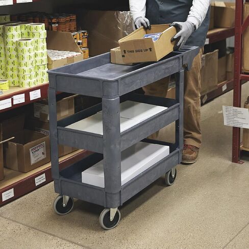 Ironton 500-Lb. Capacity 3 Tray Utility Cart, Maintenance-Free Structural Foam Construction Cargo Pushcart, Scratch Resistant, Easy to Clean Service Cart, 40in.W x 17in.D x 32 9/10in.H in Kuwait
