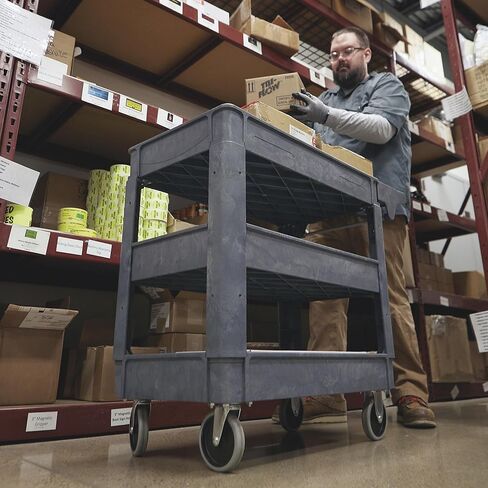 Ironton 500-Lb. Capacity 3 Tray Utility Cart, Maintenance-Free Structural Foam Construction Cargo Pushcart, Scratch Resistant, Easy to Clean Service Cart, 40in.W x 17in.D x 32 9/10in.H in Kuwait