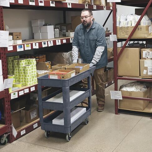 Ironton 500-Lb. Capacity 3 Tray Utility Cart, Maintenance-Free Structural Foam Construction Cargo Pushcart, Scratch Resistant, Easy to Clean Service Cart, 40in.W x 17in.D x 32 9/10in.H in Kuwait