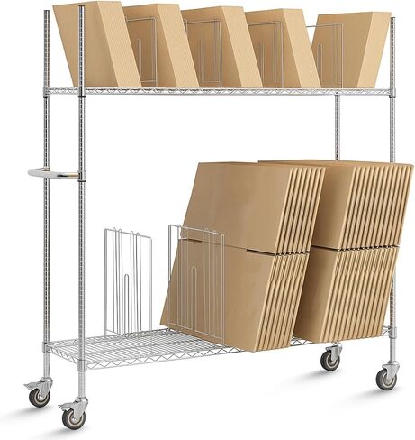 BBTO Carton Cart, Portable Steel Cardboard Organizer Carton Storage Rack with Wheels and Dividers for Art Storage Rack Home Supermarket Warehouse Commercial in Saudi Arabia
