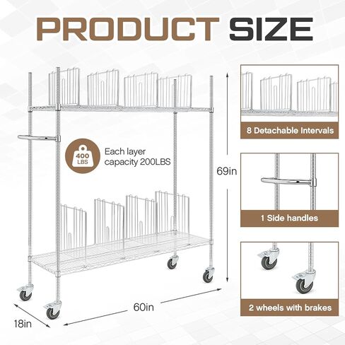BBTO Carton Cart, Portable Steel Cardboard Organizer Carton Storage Rack with Wheels and Dividers for Art Storage Rack Home Supermarket Warehouse Commercial in Saudi Arabia