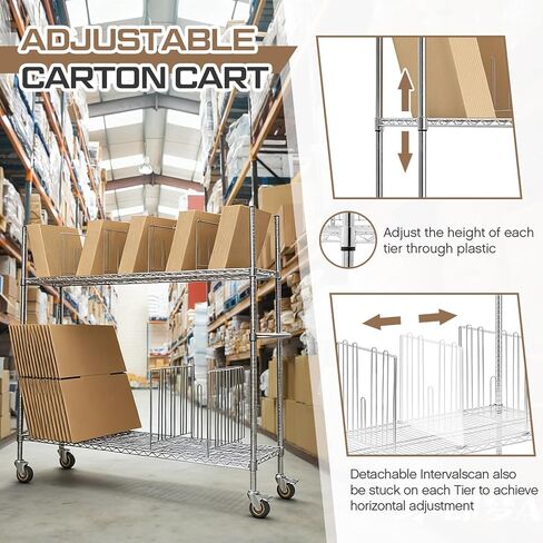 BBTO Carton Cart, Portable Steel Cardboard Organizer Carton Storage Rack with Wheels and Dividers for Art Storage Rack Home Supermarket Warehouse Commercial in Saudi Arabia