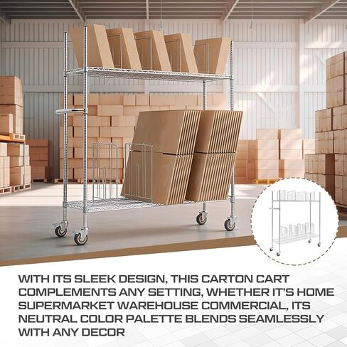 BBTO Carton Cart, Portable Steel Cardboard Organizer Carton Storage Rack with Wheels and Dividers for Art Storage Rack Home Supermarket Warehouse Commercial in Saudi Arabia