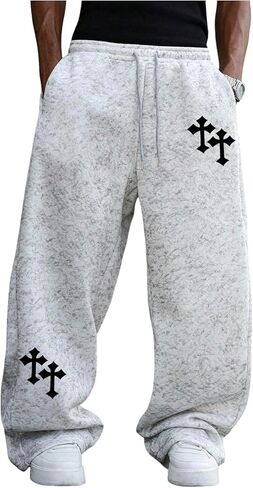 SOLY HUX Men's Gothic Sweat Pants Drawstring Graphic Print Baggy Sweatpants Streetwear in Saudi Arabia