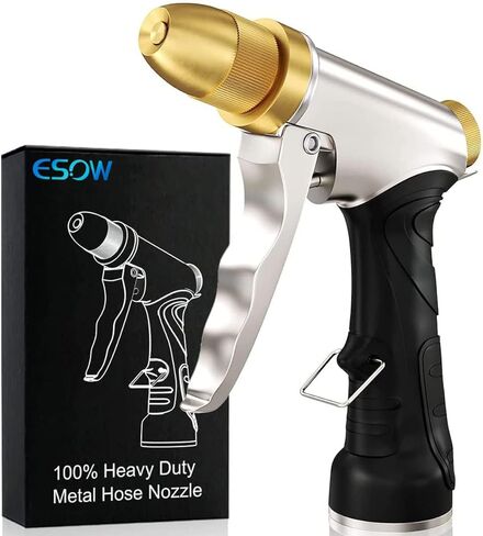 ESOW Garden Hose Nozzle Sprayer, 100% Heavy Duty Metal Water Hose Nozzle with 8 Different Spray Patterns, High Pressure Hand Sprayer for Watering Plant & Lawn, Washing Car & Pet in Kuwait